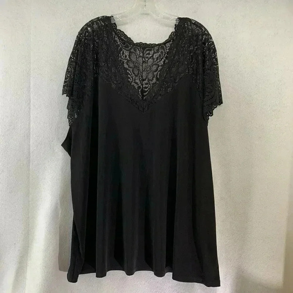Torrid Women’s Studio Knit V-Neck‎ Black Lace Yoke Top Size 5 (30/32) - Picture 4 of 7